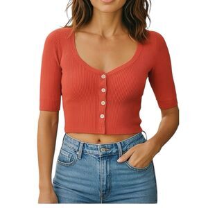 Wilfred Aritzia Womens Cropped Top Sweater Sz XS Boho Soft Girl Festival Beach